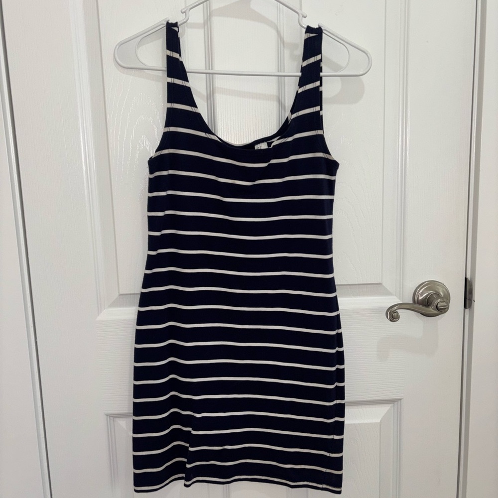 H&M Navy and White Striped Mini Dress